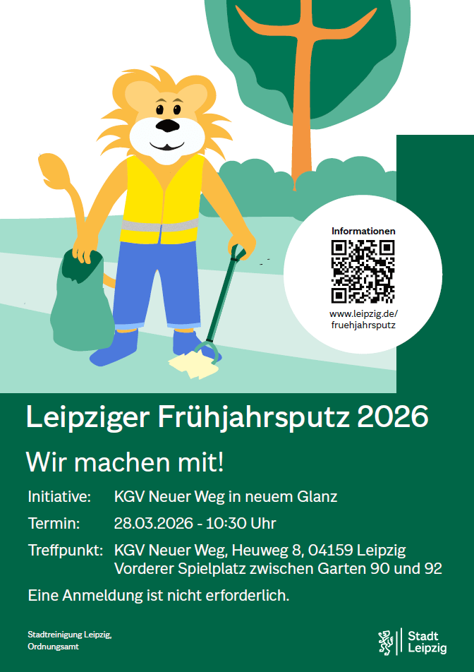 Plakat - Leipziger Frühjahrsputz 2026 die KGV Neuer Weg ist dabei